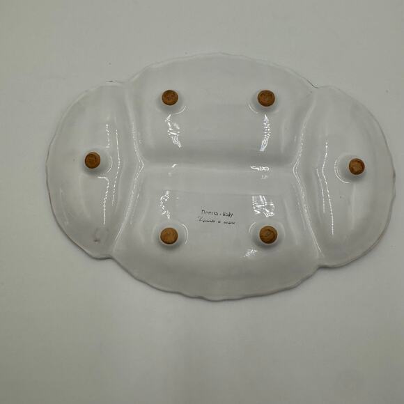 Deruta Italian HandPainted Geese Divided Platter 13.5x9.5 · Blue/White - Picture 9 of 10